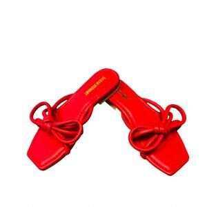 NEW SARAH STEWART women's beth bow sandal in red